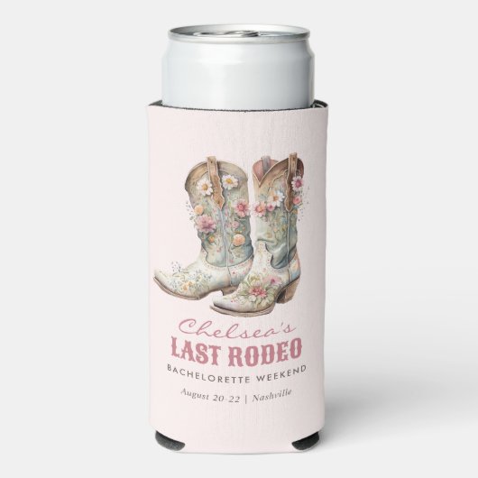 Nashville Laatste Rodeo Boots Bachelorette Party Seltzer Blikjeskoeler (Seltzer Achterkant)