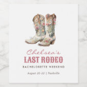 Nashville Laatste Rodeo Boots Bachelorette Party Wijn Etiket (Enkel label)