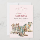 Nashville Laatste Rodeo Laarzen Bachelorette Feest Kaart (Voorkant)