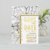 Nashville Love Locator | Bruiloft Bewaar de datum Folie Uitnodiging (Staand Voorkant)