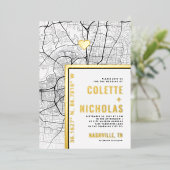 Nashville Love Locator | Stad thema bruiloft Folie Uitnodiging (Staand Voorkant)