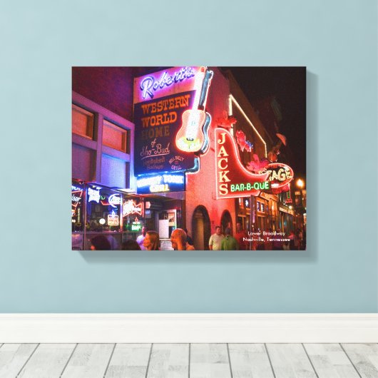 Nashville Lower Broadway Wrapped Canvas Prints (Insitu (Houten vloer))