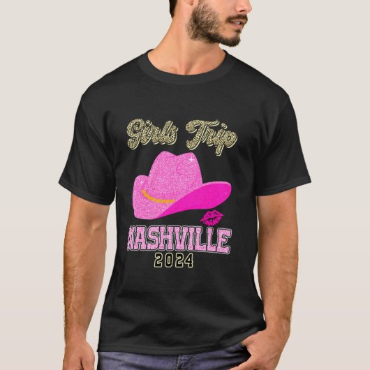 Nashville Meisjes Trip 2024 Leopard Bachelor Party T-shirt (Voorkant)