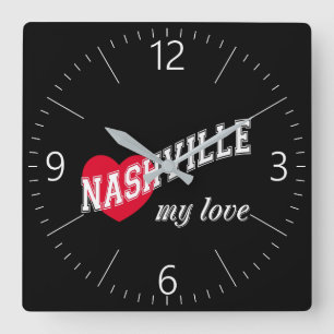 Nashville mijn liefde vierkante klok