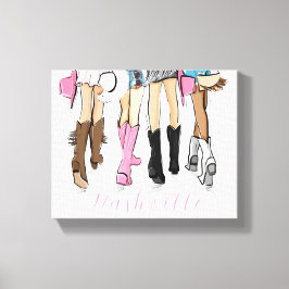 Nashville Mode Illustratie Cowboy Boots Canvas Afdruk