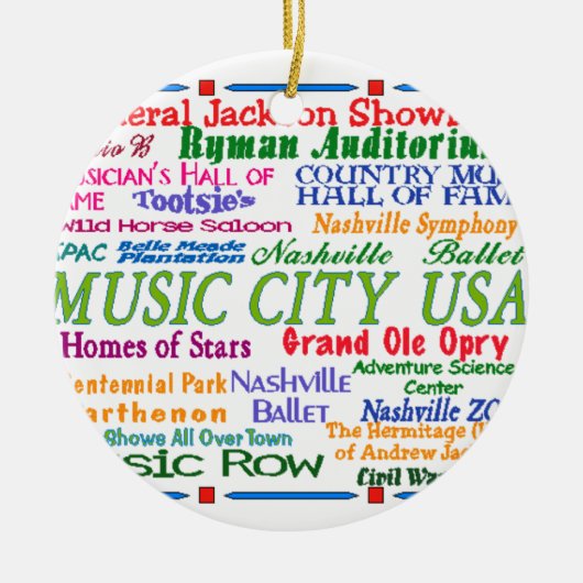 Nashville Music City Keramisch Ornament (Voorkant)