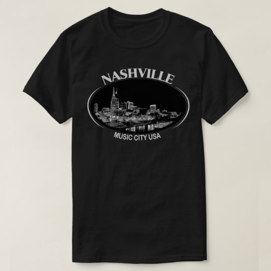 Nashville Music City Mannen Basic Dark T-Shirt (Design voorkant)
