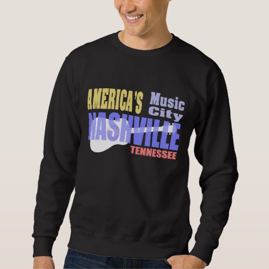 Nashville Music City Mannen Basic Sweatshirt (Voorkant)