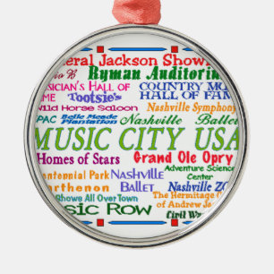 Nashville Music City Metalen Ornament