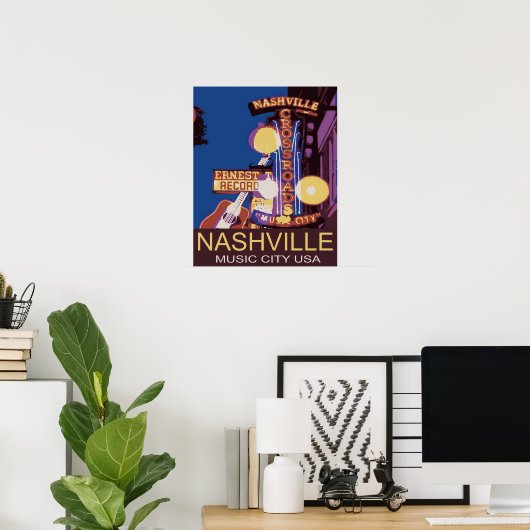 Nashville Music City USA Poster (Thuiskantoor)