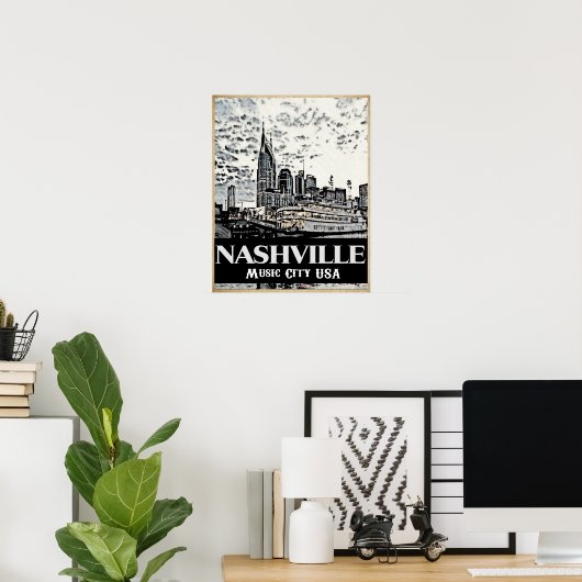 Nashville Music City USA Poster (Thuiskantoor)