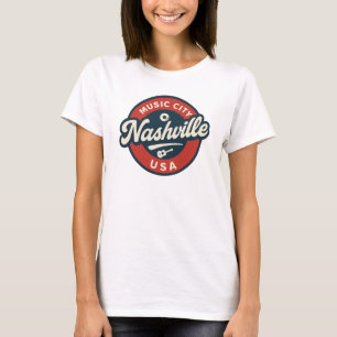 Nashville Music City USA Retro Badge –  T-shirt