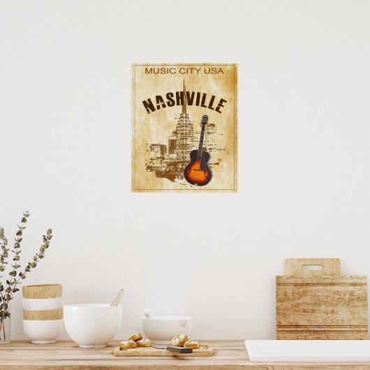 Nashville Music City Vintage Travel Poster (Keuken)