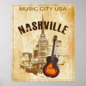 Nashville Music City Vintage Travel Poster (Voorkant)