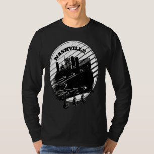 Nashville Muziekgitaar USA Silhouet Skyline Omtrek T-shirt