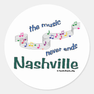 Nashville Muzieknoten Ronde Sticker