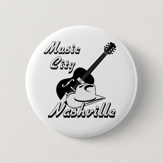 Nashville. Muziekstad Ronde Button 5,7 Cm (Voorkant)