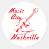 Nashville. Muziekstad Ronde Sticker (Voorkant)