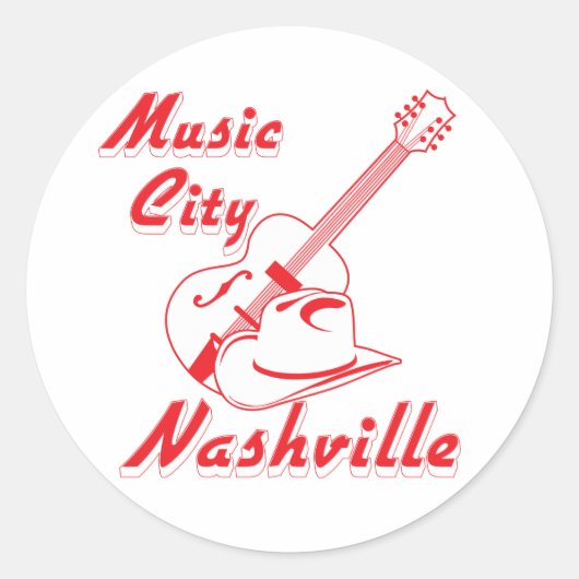 Nashville. Muziekstad Ronde Sticker (Voorkant)