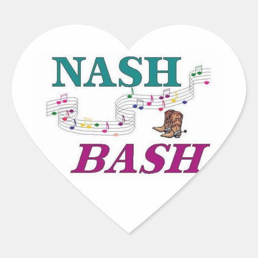 Nashville Nash Bash Muziek Hart Sticker (Voorkant)