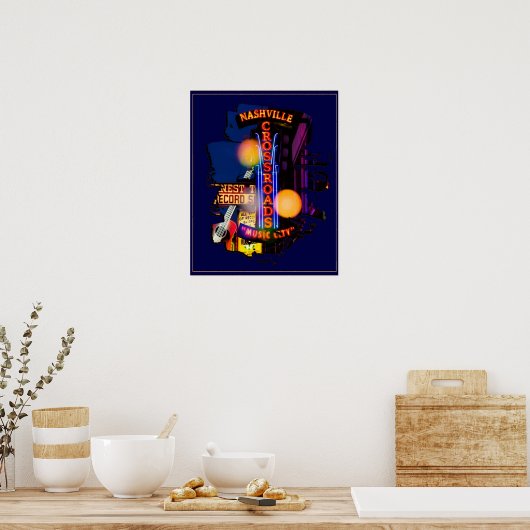 Nashville Nightlife Vintage Poster (Keuken)