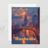 Nashville Nights: Skyline Reflections Briefkaart (Voorkant / Achterkant)