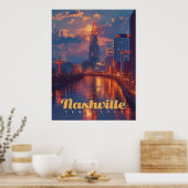 Nashville Nights: Skyline Reflections Poster (Keuken)