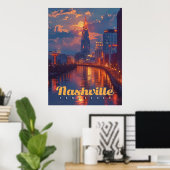 Nashville Nights: Skyline Reflections Poster (Thuiskantoor)