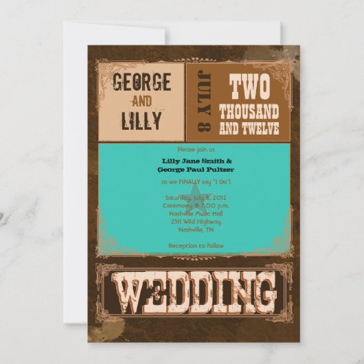 Nashville nodigt uit:  Turkoois Kaart (Voorkant)