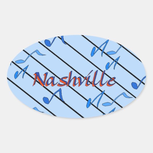 Nashville Notes Blue Ovale Sticker (Voorkant)