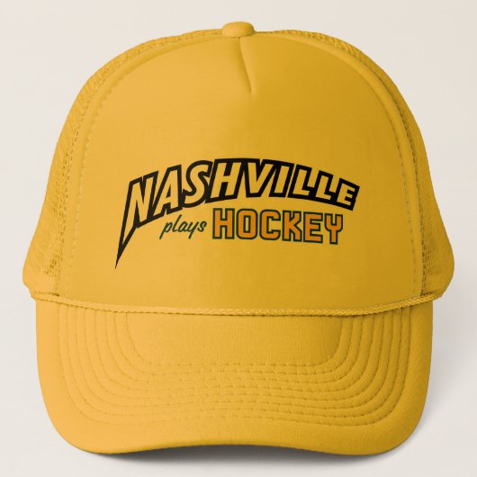 Nashville Plays Hockey Gold Trucker Hat Pet (Voorkant)
