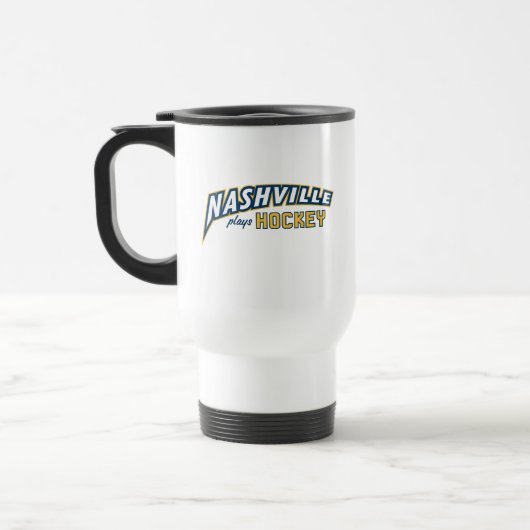 Nashville Plays Hockey White Travel Mug Reisbeker (Links)