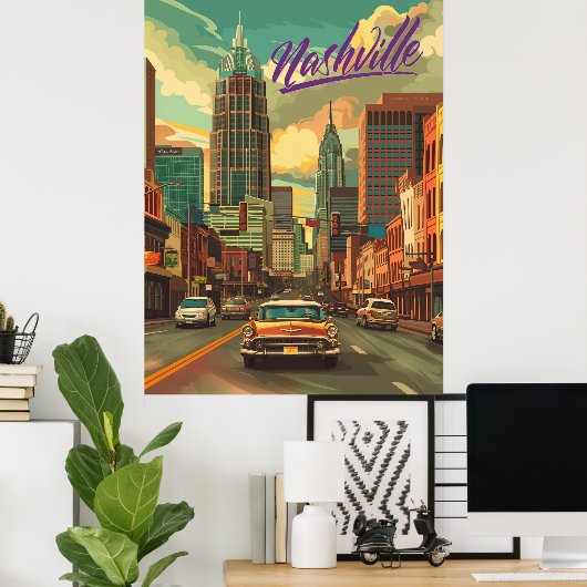  Nashville Reizen Poster (Thuiskantoor)