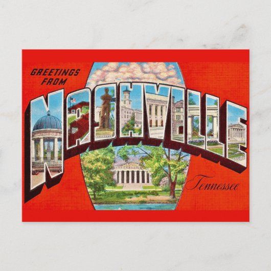 Nashville Retro Groet Ansichtkaart Briefkaart (Voorkant)