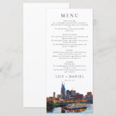 Nashville Riverfront Aquarel Elegante Trouw Menu (Voorkant / Achterkant)