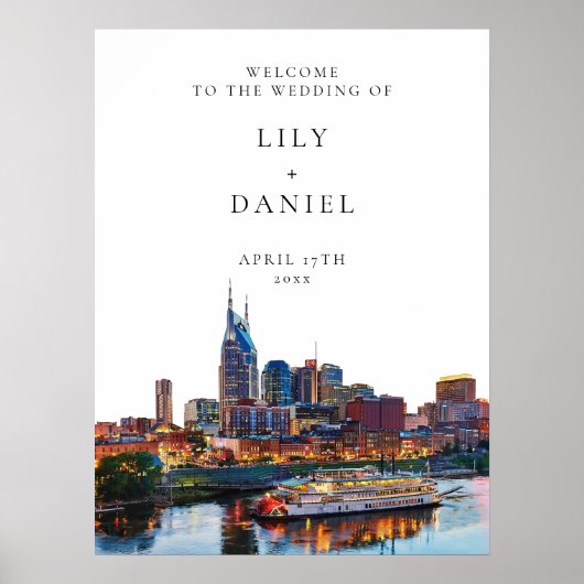 Nashville Riverfront Trouw Welkom Bord Poster (Voorkant)
