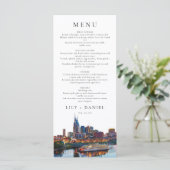 Nashville Riverfront Watercolor Elegant Wedding Menu (Staand voorkant)