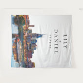 Nashville Riverfront Wedding Photo Backdrop Wandkleed (Voorkant (horizontaal))