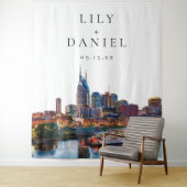 Nashville Riverfront Wedding Photo Backdrop Wandkleed (In situ)