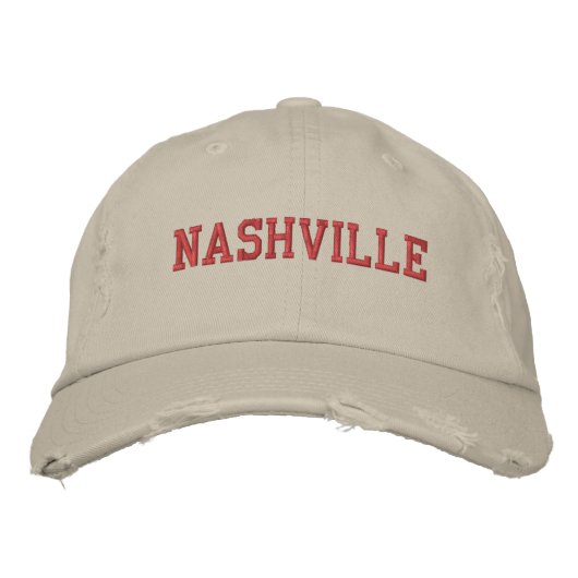 NASHVILLE rood borduurwerk  stijl Geborduurde Pet (Voorkant)