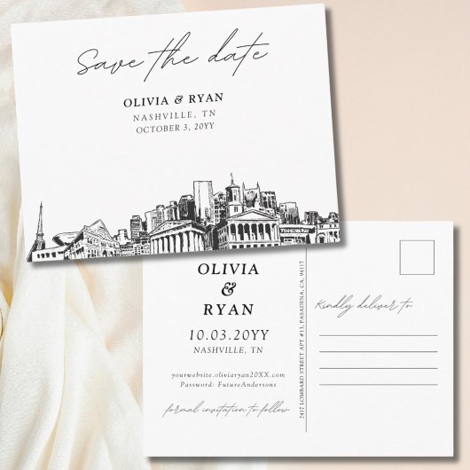 Nashville Save the Date Briefkaart Elegante bruilo
