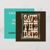 Nashville Save the Date:  Turkoois Date (Voorkant / Achterkant)