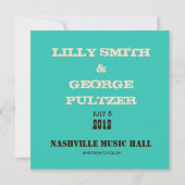 Nashville Save the Date:  Turkoois Save The Date (Achterkant)