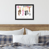 Nashville Script Mode Illustratie Cowboy Boots Canvas Afdruk (Insitu (Slaapkamer))