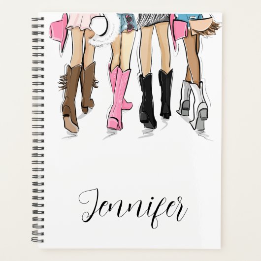 Nashville Script Mode Illustratie Cowboy Boots Planner (Voorkant)