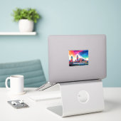 Nashville Skyline Abstracte kunst Sticker (Laptop op bureau)