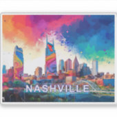Nashville Skyline Abstracte kunst Sticker (Voorkant)