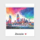 Nashville Skyline Abstracte kunst Sticker (Vel)