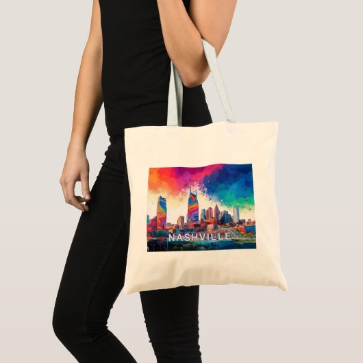 Nashville Skyline Abstracte kunst Tote Bag (Voorkant (product))