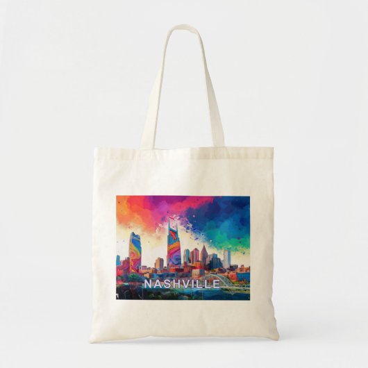 Nashville Skyline Abstracte kunst Tote Bag (Voorkant)
